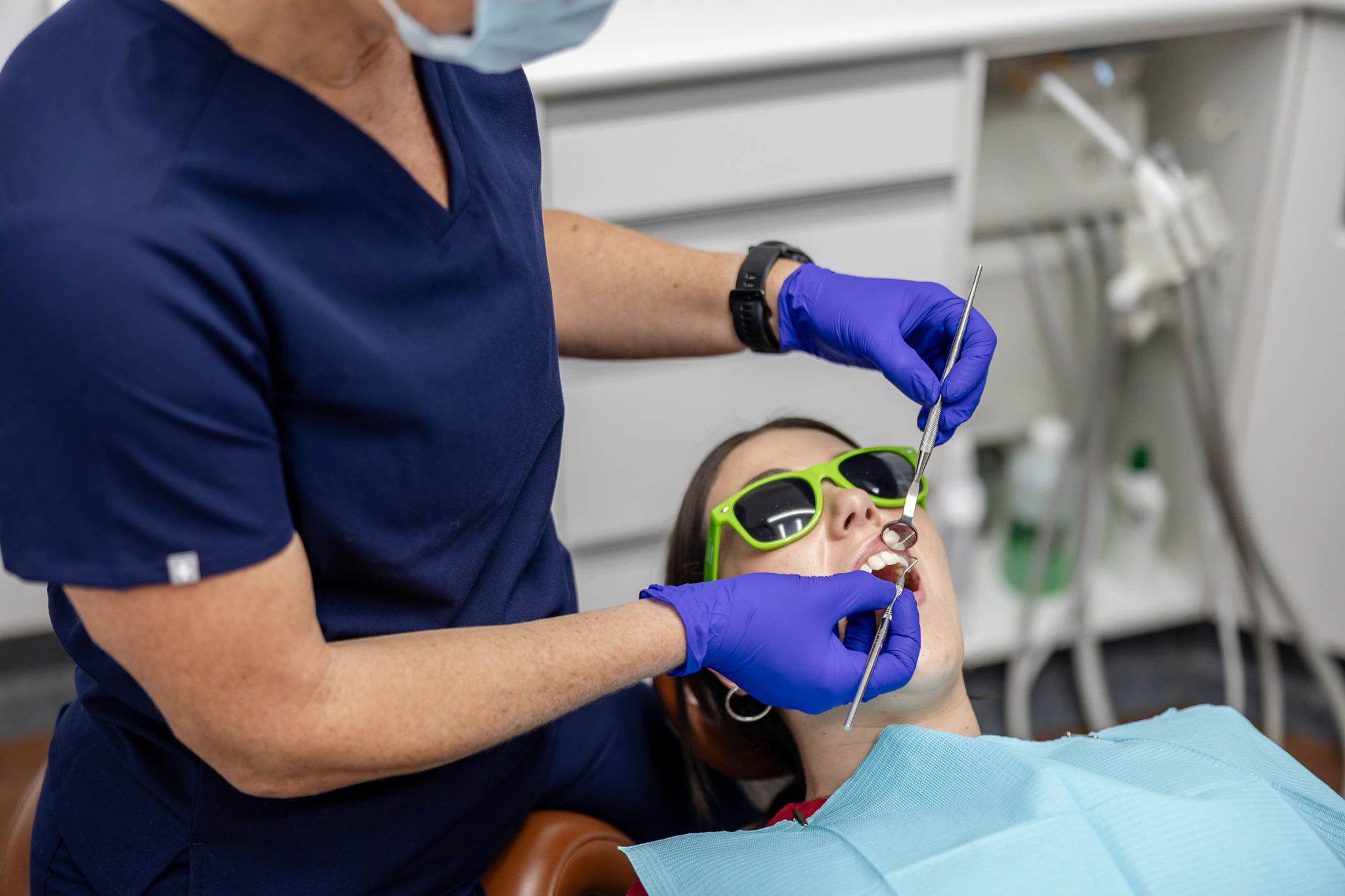 Dentist carrying out restorative treatment